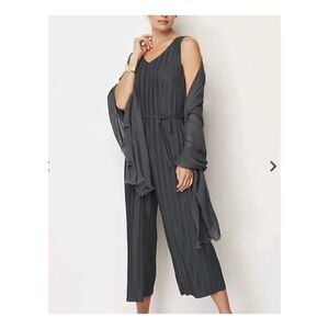 J.Jill Pure Jill Elements Pleated crinkle Knit Jumpsuit  Gray Black Pearl Women’